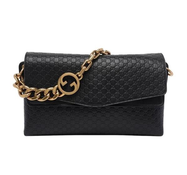 구* 블랙 그레이니 엠보싱 GG 인터로킹 G 체인 숄더 백 857622 AAF1I 1000