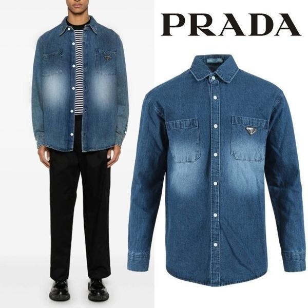 프** 클래식 투포켓 트라이앵글 워싱 데님셔츠