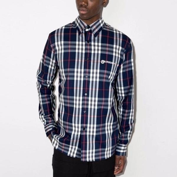 버** 로고 프린트 체크 셔츠