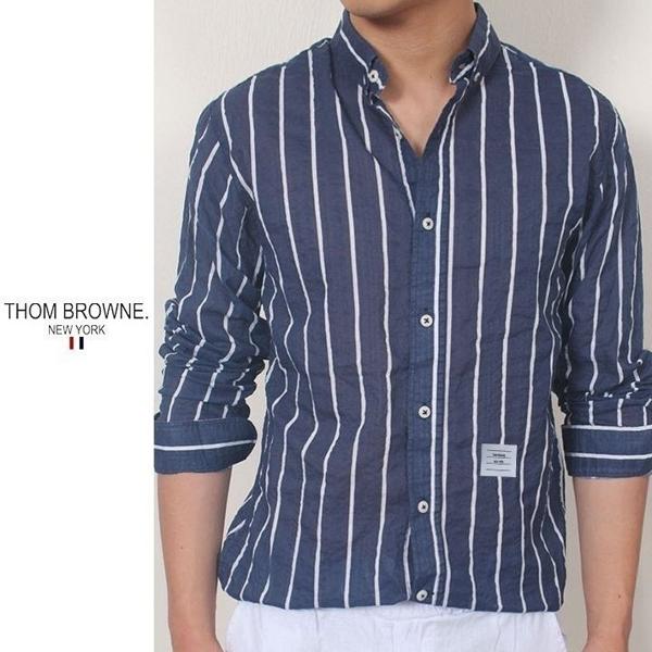 톰* 린넨스트라이프 워싱 셔츠