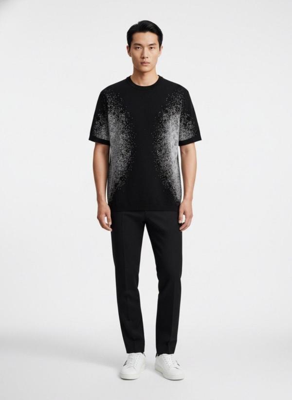 루* 그라데이션 패턴 반팔 니트