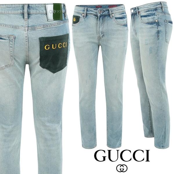 구* 그린 포켓 옐로우 레터링 슬림 일자진