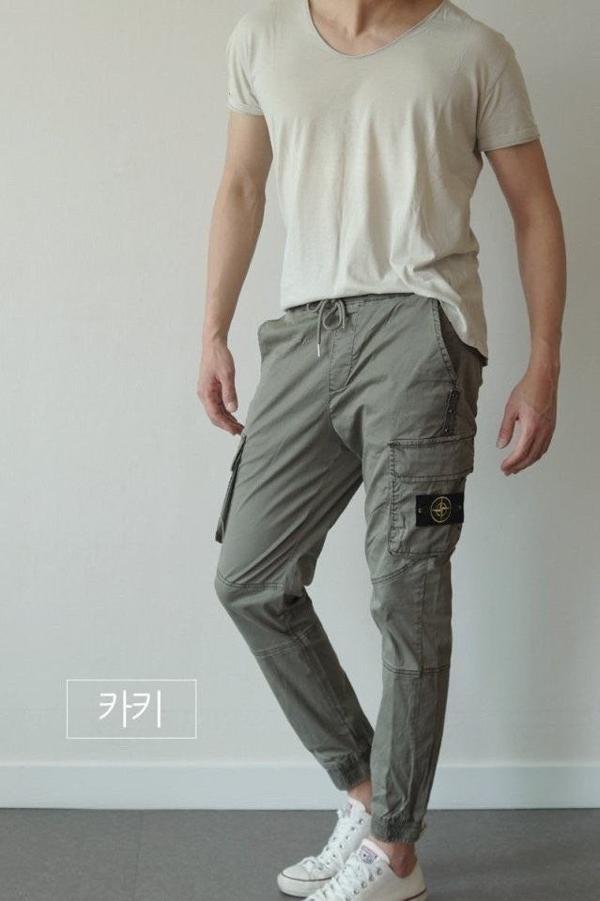 스* 메탈 버튼 카고 조거팬츠