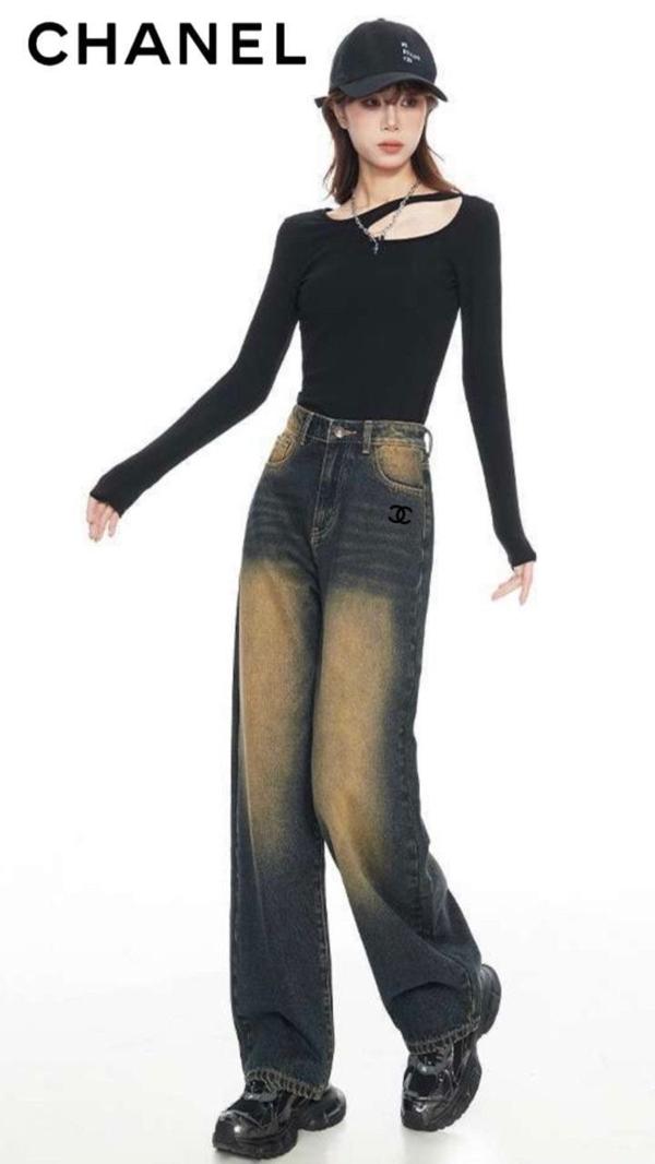 샤* 캣브러시워싱 와이드데님팬츠