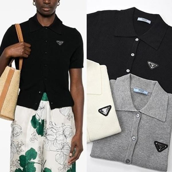 프** 카라 반팔가디건