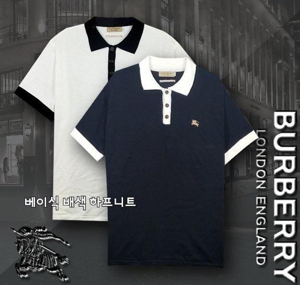 버** 베이식 배색 하프 니트