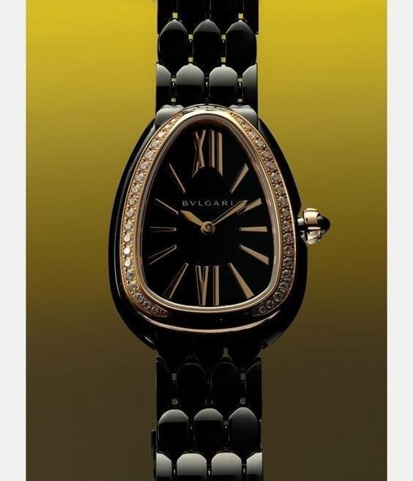 불** 세르펜티 세두토리 워치 로즈골드 블랙다이얼 다이아 블랙줄