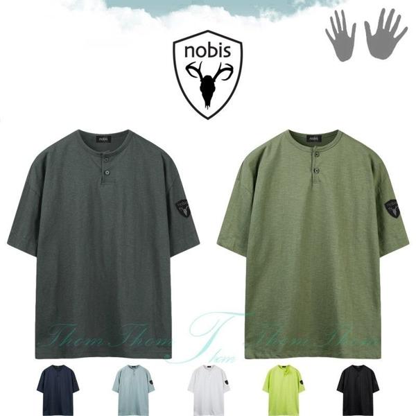 노** 슬라브 오버핏 헨리넥 반팔