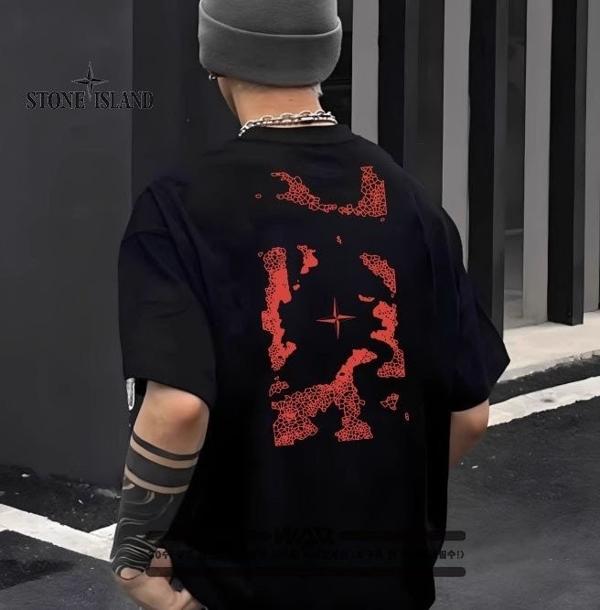 스* 블럭 패턴 백 디자인 반팔 티셔츠