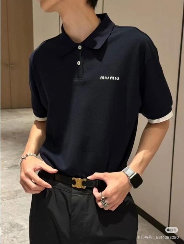 미*** 25 자수로고 레이어드 폴로 반팔셔츠  수입