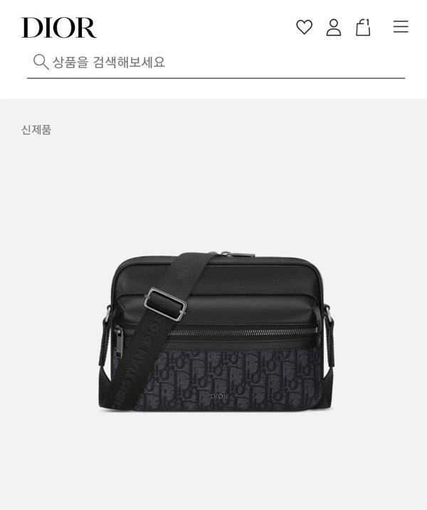 디* Rider 20 지퍼 메신저백 블랙 Oblique 자카드  블랙 그레인 송아지 가죽