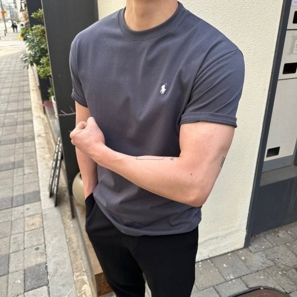 폴* 베이직 머슬핏 반팔티
