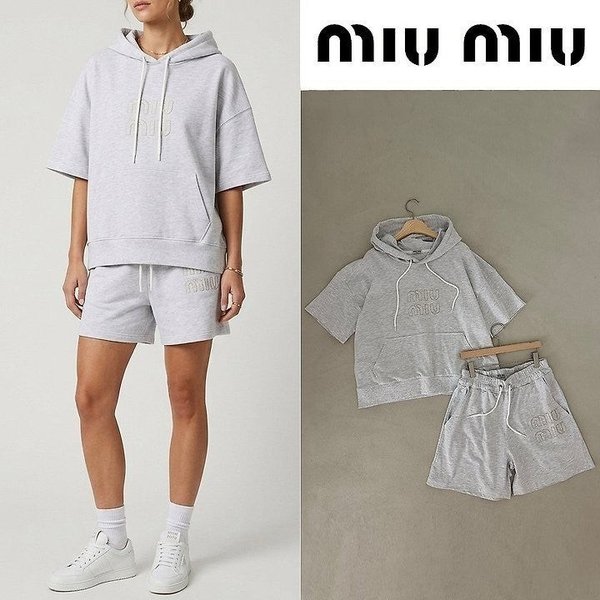 미*** 레터링 로고 후드 오버핏 하프 셋업 ☆여성용☆