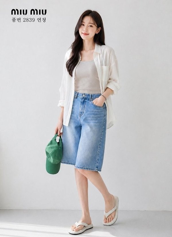 미*** 사이드 절개 버뮤다핏(2839)