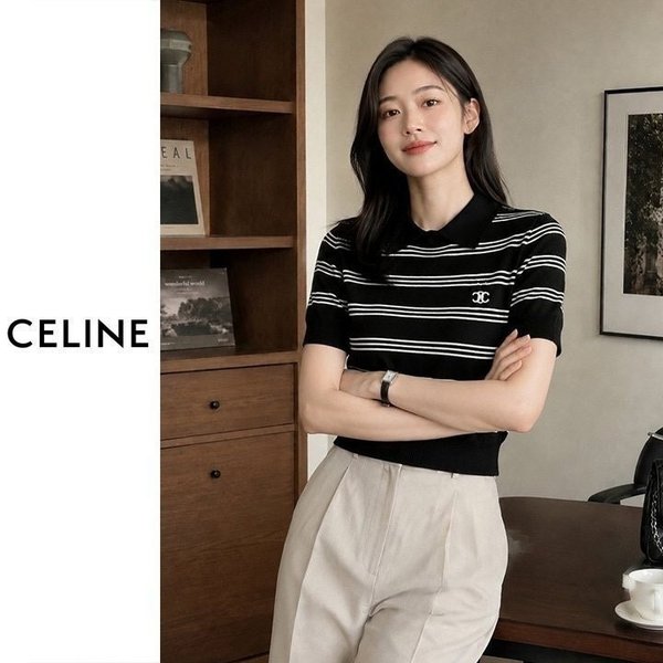 셀** 카라 스트라이프 니트
