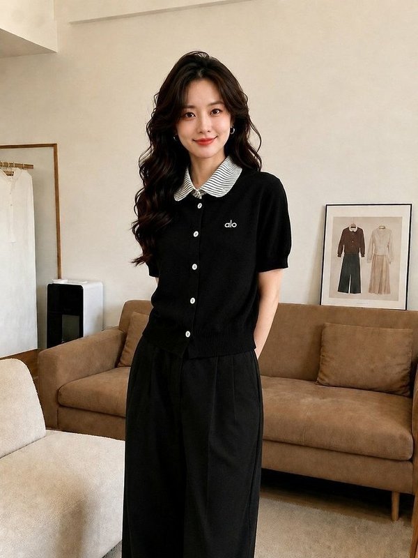 알* 셔츠카라 자수 가디건
