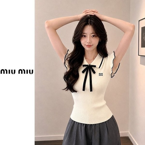 미*** 민소매 프릴 리본니트