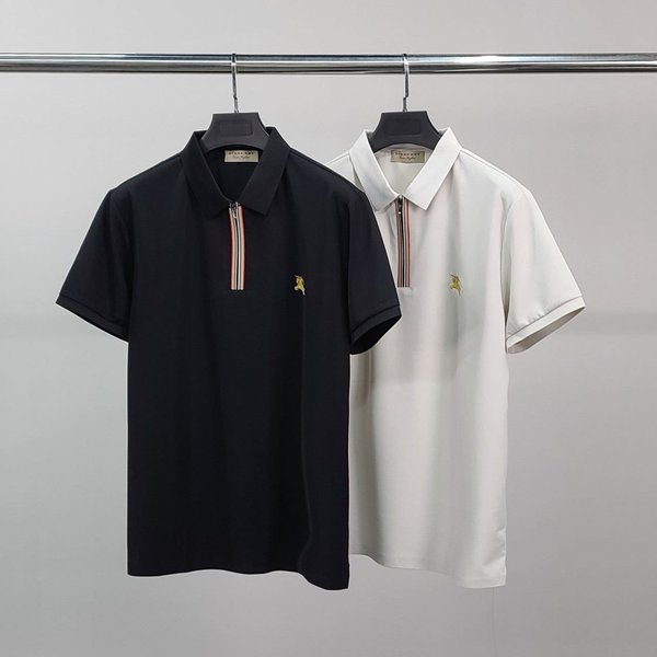 버** 기사자수 지퍼넥 반팔 카라티