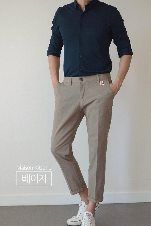 메* 키츠네 면스판 치노팬츠 (9부)