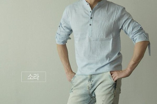 린넨 헨리넥 셔츠
