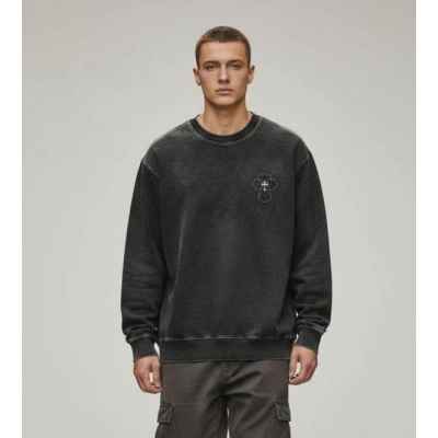 크* 십자가 엠보 말발굽패치 피그먼트 워싱 맨투맨수입최고급(남녀공용)