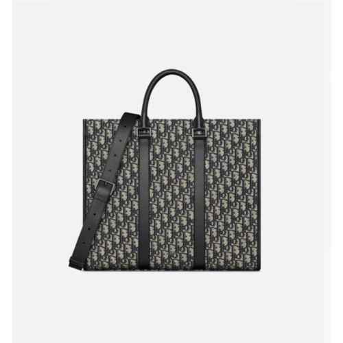 디* EastWest 토트백 베이지  블랙 Oblique 자카드 블랙 그레인 송아지 가죽