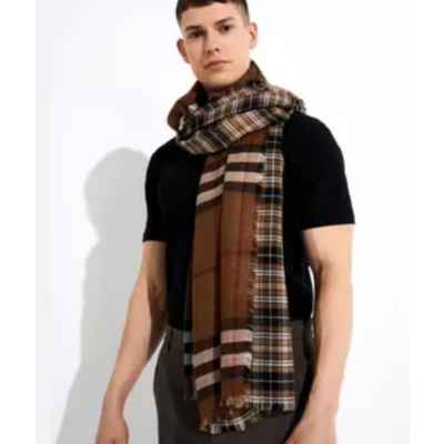 버** 클래식 체크 울캐시 실크 리버서블 머플러수입최고급