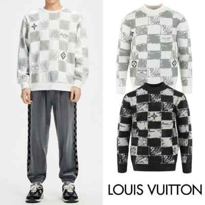 루* 다미에 자가드 모헤어 니트