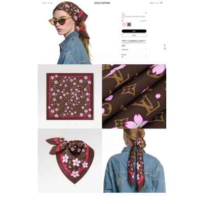 루* 플라워 포인트 사각 스카프