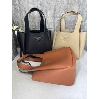 프** 가죽 로고 토트백