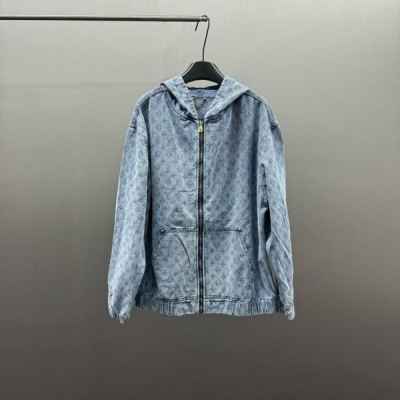 루* 멀티자수로고 데님 후드 집업