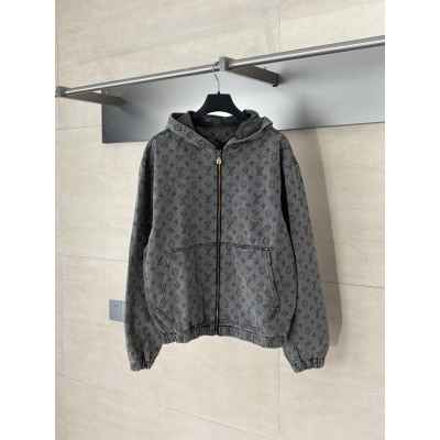 루* 전판로고 후드 데님 자켓