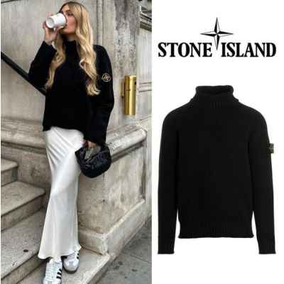 스* 패치 커플 울니트 터틀넥