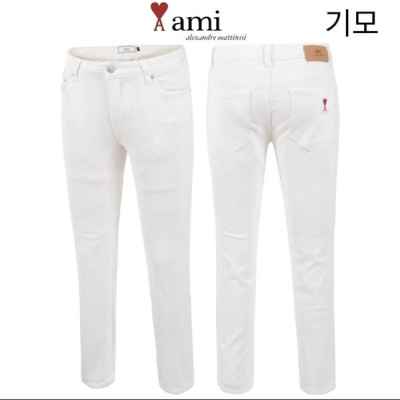 아* 안기모 화이트 슬림 일자 베이직 팬츠