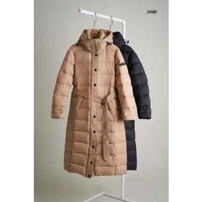 버** 여성 구스다운 벨티드 롱 패딩