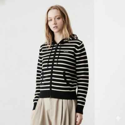 미*** 스트라이프 니트 후드집업(여성)