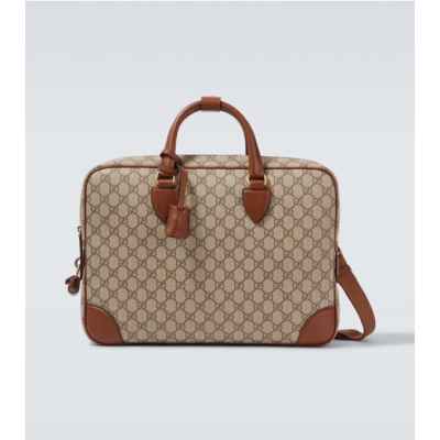 구* GG 엠블럼 미디움 브리프케이스 베이지 다크 브라운
