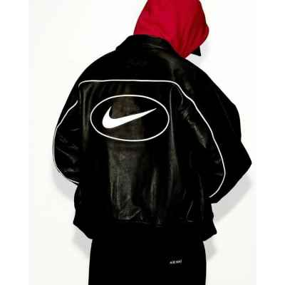 나** X 스** 에코레더 바시티 자켓