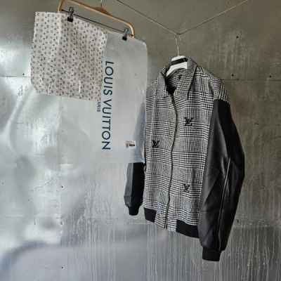 루* 믹스드 레더 앤드 울 블루종