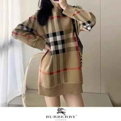 버** 체크 울 니트