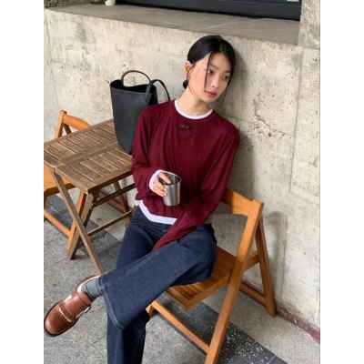 프** 25 삼각 로고 레이어드 롱슬리브  수입