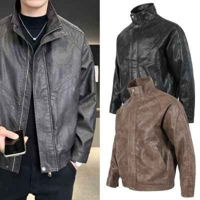 구* 사각 레터링 레더 자켓