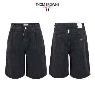 톰* 블랙 핀턱 벌룬 6부 버뮤다 팬츠