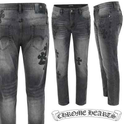 크* 멀티레더 패치 흑청 슬림 일자진