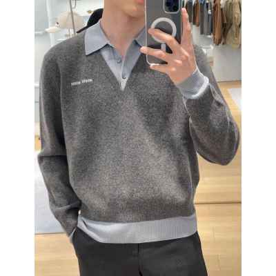 미*** 26 페이크 레이어드 울 폴로 스웨터  수입
