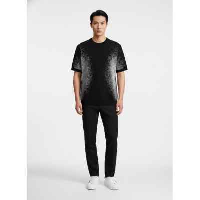 루* 그라데이션 패턴 반팔 니트