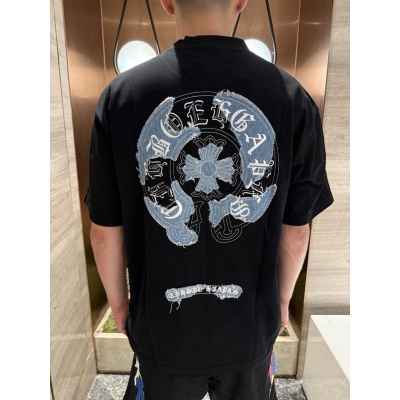 크* 데님 말굽자수 티셔츠