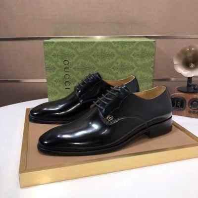 구* 로고 가죽 신사화