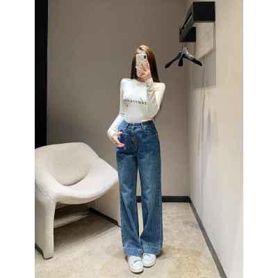 루* 로고 포켓 포인트 와이드핏 워싱 데님팬츠수입풀(여성)