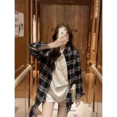 크* 십자가 패치 버튼 자가드 체크셔츠수입최고급(남녀공용)